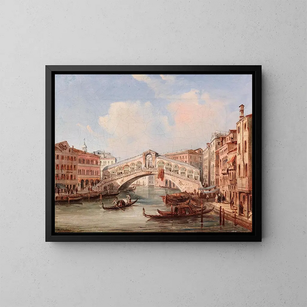 Venezia, il ponte di Rialto - Carlo Grubacs — quadro incorniciato alla parete