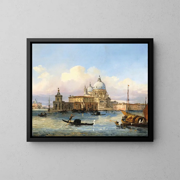 Venezia, l'ingresso del Canal Grande con Santa Maria della Salute e Punta della Dogana - Carlo Grubacs — quadro incorniciato alla parete