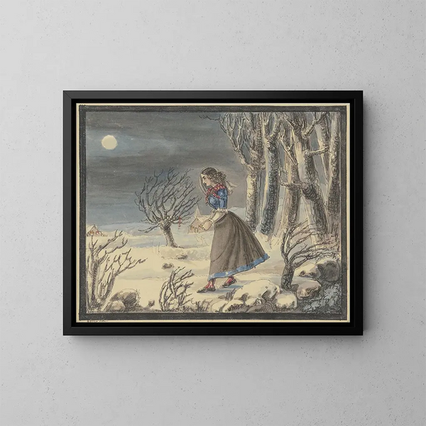 La poetessa Anna Louise Karsch in un paesaggio invernale al chiaro di luna - Caroline Pierson — quadro incorniciato alla parete