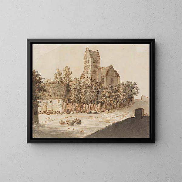 Chiesa di Lyngby - Caspar David Friedrich — quadro incorniciato alla parete