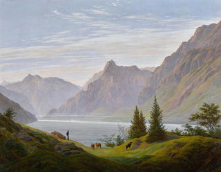 Caspar David Friedrich - Landschaft mit gebirgsee morgen.webp