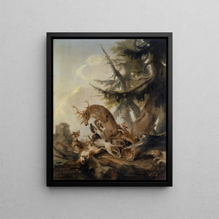 Caspar Wolf - Stag Attacked by a Pack of Hounds.webp