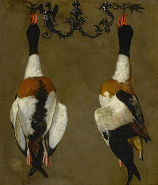 Cesare Dandini - Still life of two shelducks hanging from their bills.webp