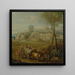 Hay cart passing in front of a ruined abbey - John Wootton — framed artwork on a wall