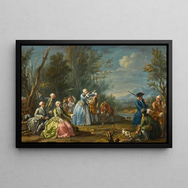 CharlesJoseph Flipart - Two Court Ladies Out Shooting With Their Retinue.webp
