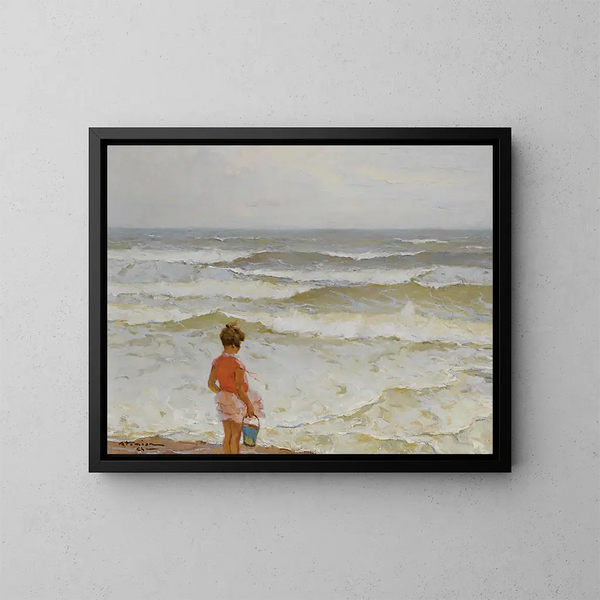 Mädchen am Meer - Charles Atamian — gerahmtes Bild an der Wand