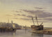 Bateaux de pêche dans le port de Rye avec un moulin à vent au loin - Charles Bentley — artwork view