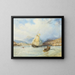 Bateaux au large d'une ville dans un paysage montagneux - Charles Bentley — gerahmtes Bild an der Wand