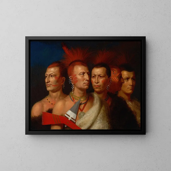 Junge Omahaw, Kriegsvogel, Petite Missouri und Pawnees - Charles Bird King — gerahmtes Bild an der Wand