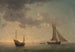 a Light Breeze Sailing Ship and a Boat by Charles Brooking — artwork view