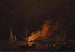 Ship on fire at night - Charles Brooking — artwork view