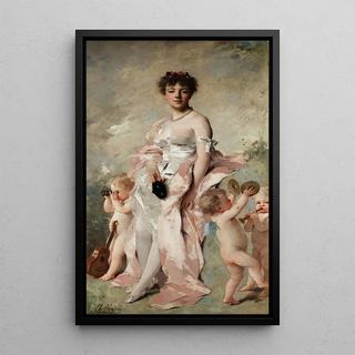 Charles Chaplin - Young woman in ball dress with putti.webp