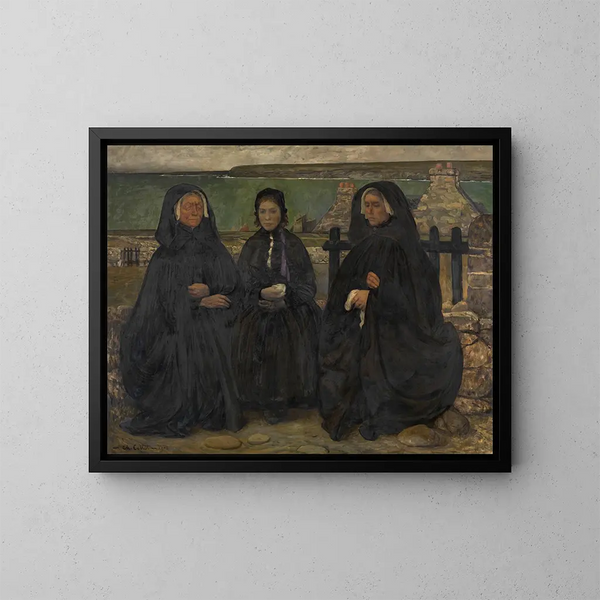 Frauen im Trauerkleid aus der Bretagne - Charles Cottet — gerahmtes Bild an der Wand