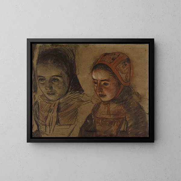 Mädchen aus der Bretagne - Charles Cottet — gerahmtes Bild an der Wand