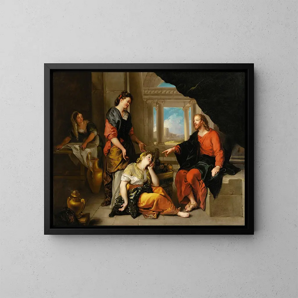 Der Christus bei Martha und Maria - Charles de La Fosse — gerahmtes Bild an der Wand