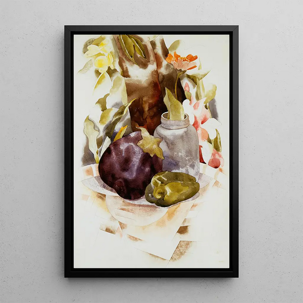 Aubergine und grüner Paprika - Charles Demuth — gerahmtes Bild an der Wand