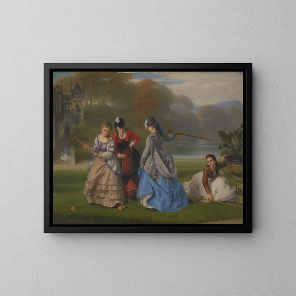 Spieler beim Croquet - Charles Édouard Boutibonne — gerahmtes Bild an der Wand