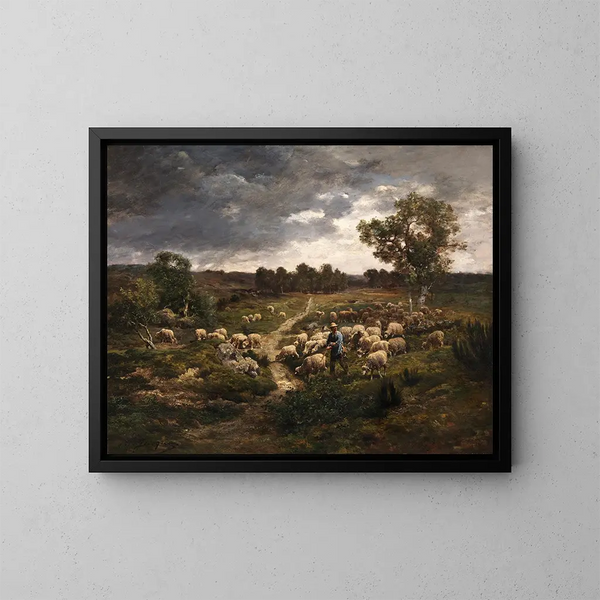 Schafe - Charles Émile Jacque — gerahmtes Bild an der Wand