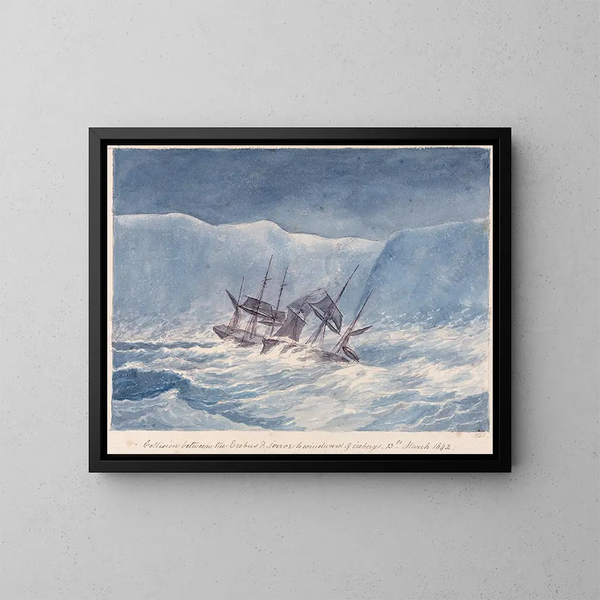 Collisione tra l'Erebus e il Terror al vento degli iceberg, 13 marzo 1842 - Charles Hamilton Smith — quadro incorniciato alla parete
