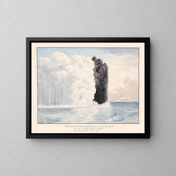 Eruption de l'île volcanique Sabrina - Charles Hamilton Smith — gerahmtes Bild an der Wand