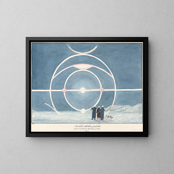 Halo con tre parhelia, porto invernale, isola Melville - Charles Hamilton Smith — quadro incorniciato alla parete