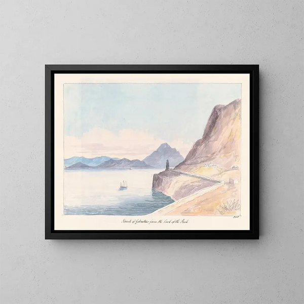 Detroit der Straße von Gibraltar von hinten des Felsens - Charles Hamilton Smith — gerahmtes Bild an der Wand