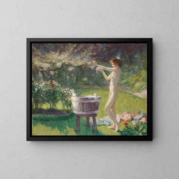 Bad im Garten - Charles Hermans — gerahmtes Bild an der Wand