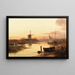 Fishermen near a canal at dusk - Charles Leickert — framed artwork on a wall
