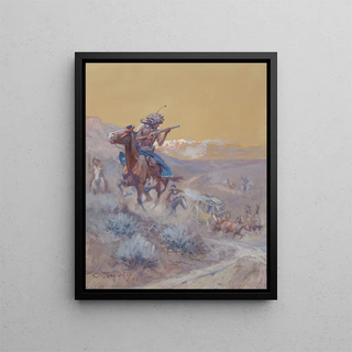 Charles Marion Russell - The Stage Ahead of Us Had Been Attacked By Indians And Burned Indian Attack.webp