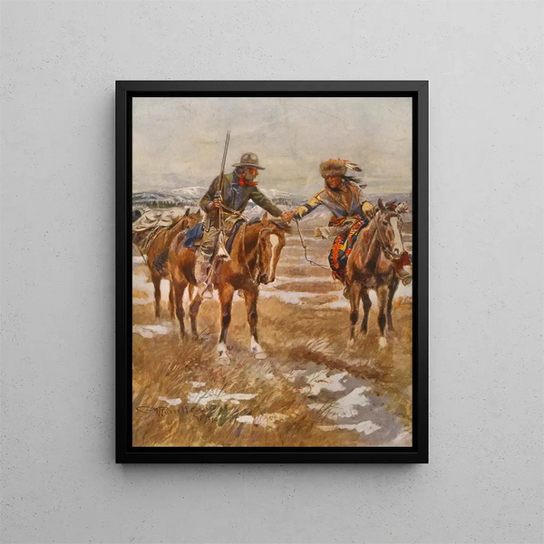 La réunion - Charles Marion Russell — gerahmtes Bild an der Wand