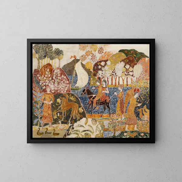 Zwei Figuren auf einem Maultier - Charles Prendergast — gerahmtes Bild an der Wand
