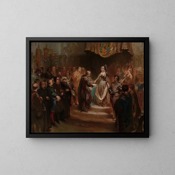 Marie de Bourgogne gewährt das große Privileg im Jahr 1477 - Charles Rochussen — gerahmtes Bild an der Wand