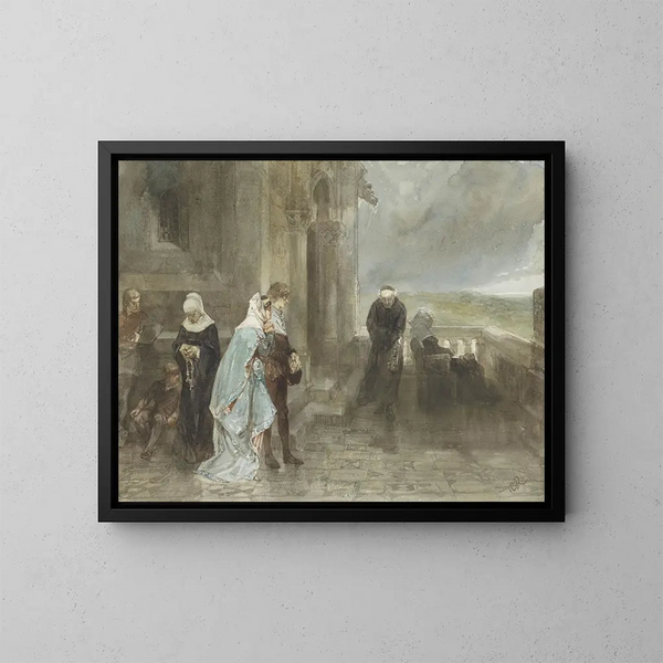 À l'affût, scène du XIIe siècle - Charles Rochussen — gerahmtes Bild an der Wand