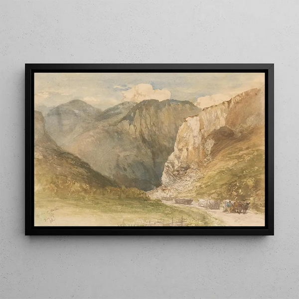 Charles Rochussen - Ossenkarren op een weg tussen de bergen in het kanton Sankt Gallen.webp