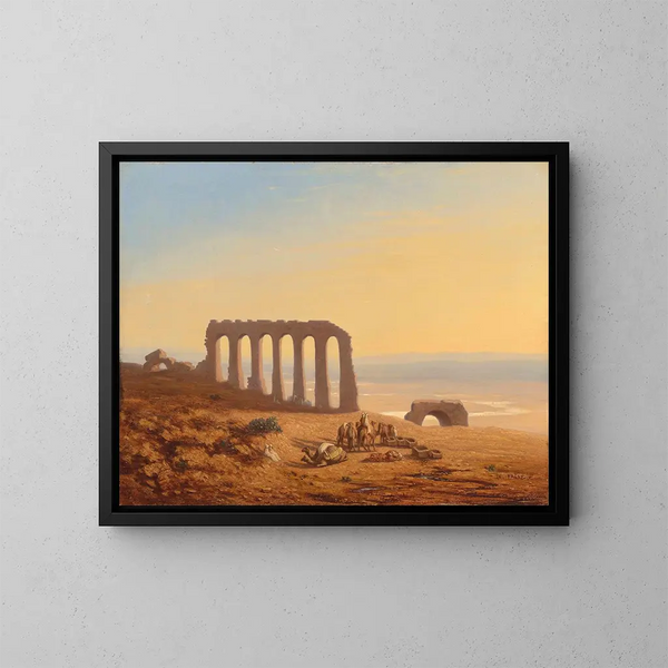 Ein beduinenlager umgeben von Ruinen - Charles Théodore Frère — gerahmtes Bild an der Wand