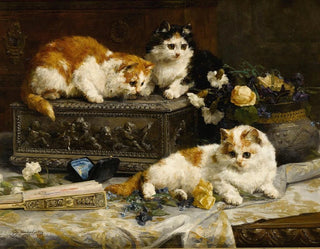 Charles Van Den Eycken - Three Watchful Kittens.webp