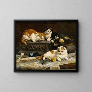 Charles Van Den Eycken - Three Watchful Kittens.webp