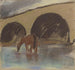 Pferd beim Tränken an einem Fluss unter einer Bogenbrücke - Zolo Palugyay — Ansicht des Kunstwerks