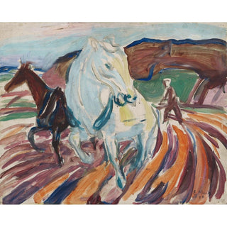 Chevaux au labour - Edvard Munch | Reproduction Tableau Décoration murale affiche copie