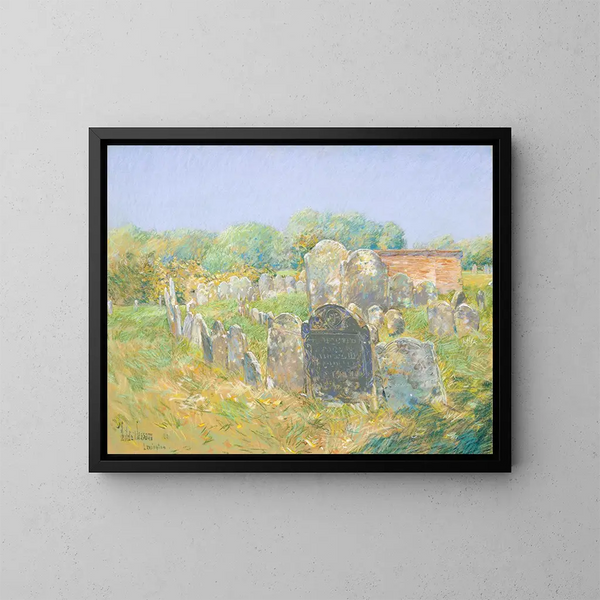 Kolonialfriedhof in Lexington - Childe Hassam — gerahmtes Bild an der Wand
