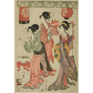 Chokosai Eisho - Festivity at a teahouse from a parody of Chushingura.webp