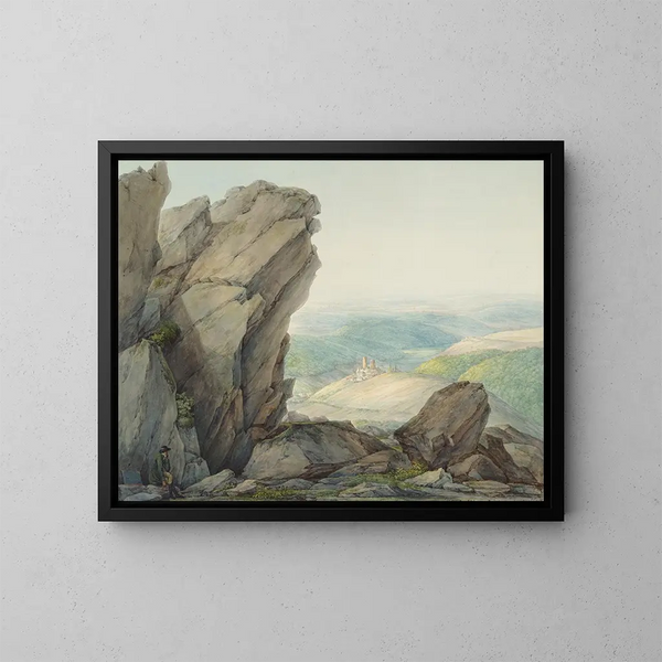 Blick vom Feldberg Taunus nach Reifenberg - Christian Georg Schütz der Ältere — gerahmtes Bild an der Wand