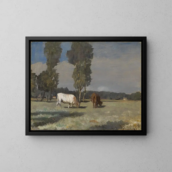 Paesaggio francese con bestiame - Christian Skredsvig — quadro incorniciato alla parete