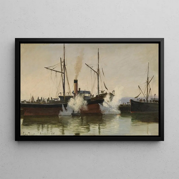 Christian Vigilius Blache - Dampfer im Hafen von Aarhus.webp