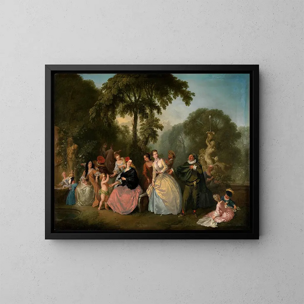 Società nel parco - Christian Wilhelm Ernst Dietrich — quadro incorniciato alla parete
