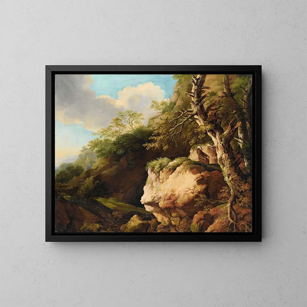 Paesaggio con un frate francescano - Christian Wilhelm Ernst Dietrich — quadro incorniciato alla parete