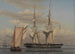 Una goletta navale americana all'ancora mentre le sue vele si asciugano - Christoffer Wilhelm Eckersberg — vista dell’opera