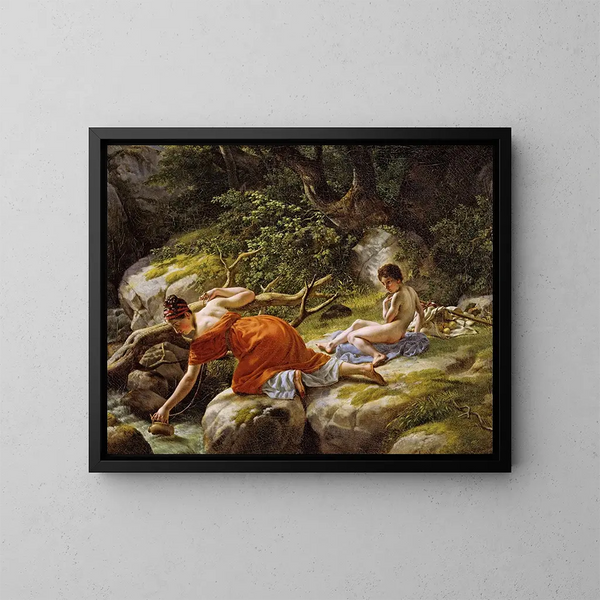 Hagar und Ismael in der Wüste - Christoffer Wilhelm Eckersberg — gerahmtes Bild an der Wand