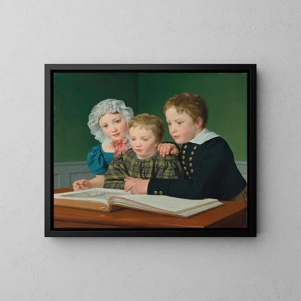 Portrait der Kinder von CF Holms: Adam, Vilhelm, Pauline, Frederikke und Johan Chr Julius - Christoffer Wilhelm Eckersberg — gerahmtes Bild an der Wand