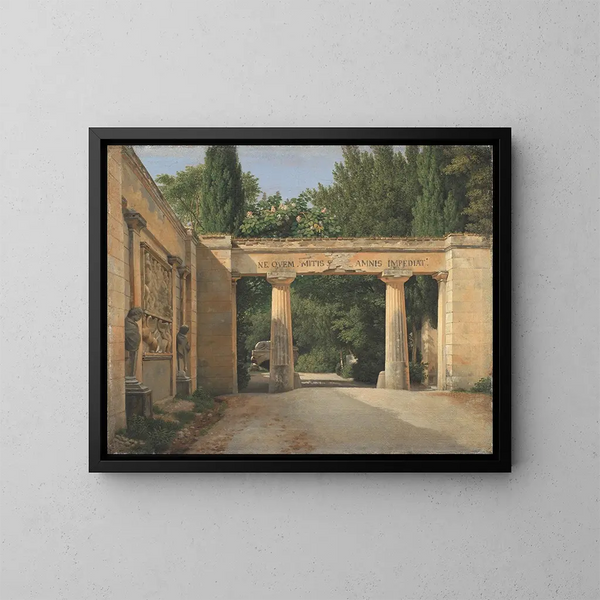Vista del giardino della villa Borghese a Roma - Christoffer Wilhelm Eckersberg — quadro incorniciato alla parete